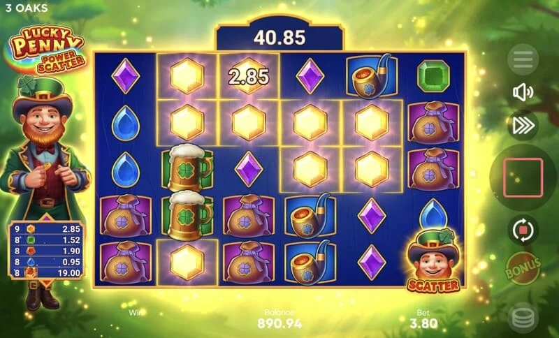 Lucky Penny Power Scatter - loja bazë me zhdukje kaskadë dhe shumëfishues kumulativ